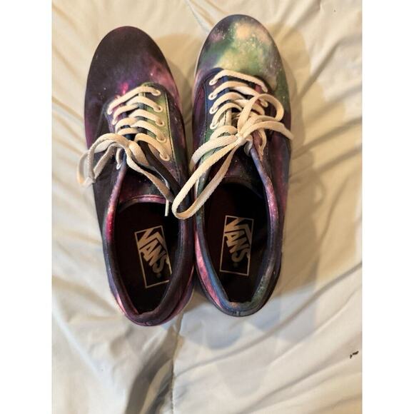 2/$35 VANS women’s size 8 Low Cosmic Galaxy purple blue skater shoe outer space - Picture 4 of 7